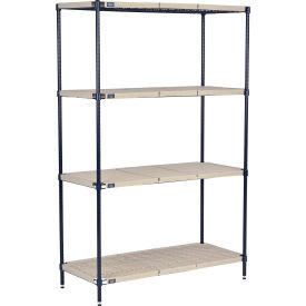 Nexel Nexelite 4 Shelf, Vented Plastic Mat Shelving Unit, Starter, 48"W x 18"D x 63"H