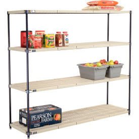 Nexel Nexelite 4 Shelf, Vented Plastic Mat Shelving Unit, Starter, 72"W x 24"D x 63"H