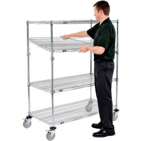 Nexel E-Z Adjust Wire Shelf Truck w/Brakes, 1200 lb. Capacity, 48"L x 24"W x 60"H