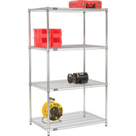 Nexel 4 Shelf, Chrome Wire Shelving-In-A-Box, 48"W x 24"D x 74"H
