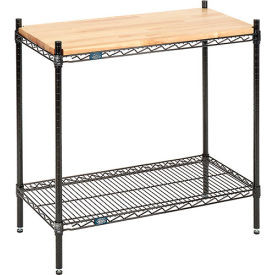 Nexel 2 Shelf, Black Epoxy Wire Shelving Display Unit, Starter, 24"W x 14"D x 34"H