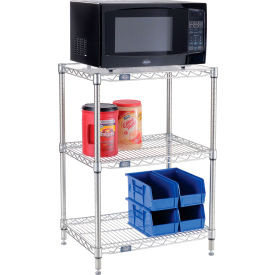 Nexel 3 Shelf, Poly-Z-Brite Microwave Wire Shelving Unit, Starter, 24"W x 18"D x 34"H