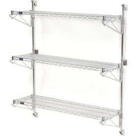 Nexel Chrome Adjustable Wall Mount Wire Shelving, 3 Shelf, Starter, 48"Wx14"Dx54"H