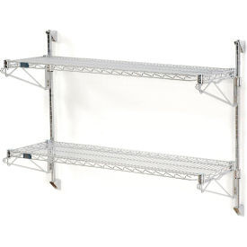 Nexel Chrome Adjustable Wall Mount Wire Shelving, 2 Shelf, Starter, 48"Wx14"Dx34"H