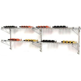 Nexel Wine Bottle Rack - Double Wide 4 Shelf Wall Mount 52 Bottle 96"W x 14"D x 34"H