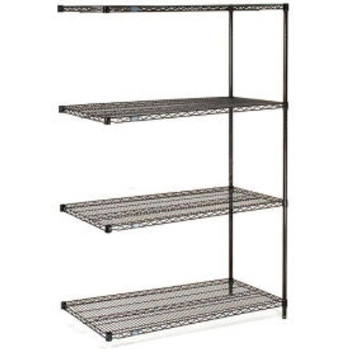 Nexel 4 Shelf, Black Epoxy Wire Shelving Unit, Add On, 36"W x 14"D x 86"H