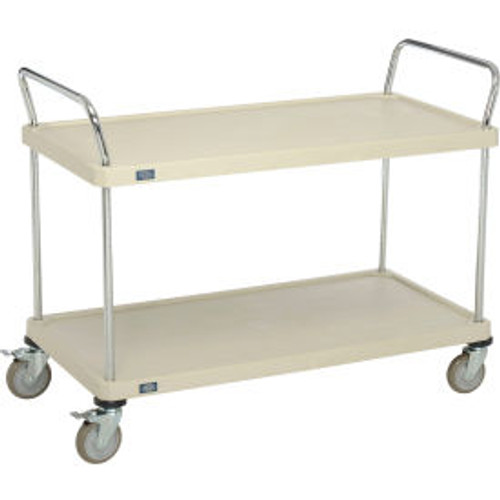 Nexel Plastic Utility Cart w/2 Shelves & Poly Brake Casters, 600 lb. Cap, 48"L x 24"W x 39"H