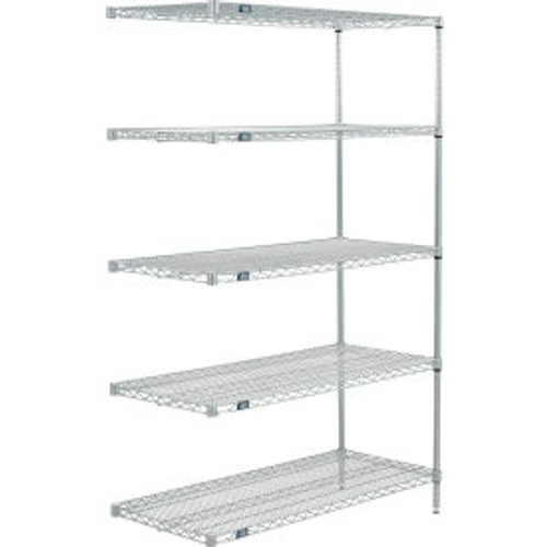 Nexel 5 Shelf, Poly-Z-Brite Wire Shelving Unit, Add On, 48"W x 18"D x 74"H