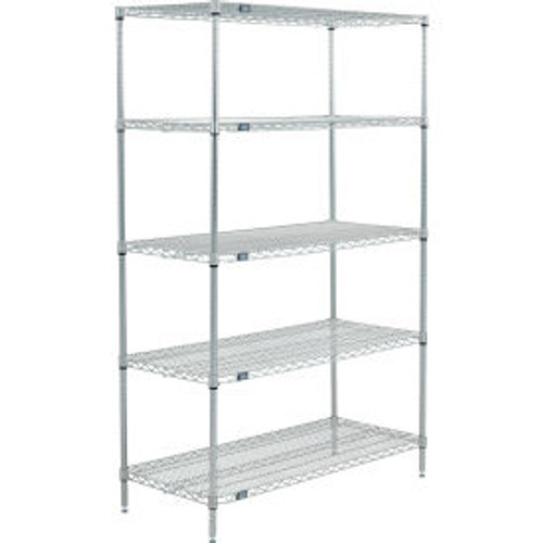 Nexel 5 Shelf, Poly-Z-Brite Wire Shelving Unit, Starter, 24"W x 24"D x 86"H