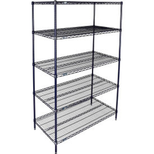 Nexel 5 Shelf, Nexelon Blue Wire Shelving Unit, Starter, 72"W x 21"D x 63"H