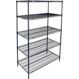 Nexel 5 Shelf, Nexelon Blue Wire Shelving Unit, Starter, 36"W x 21"D x 63"H