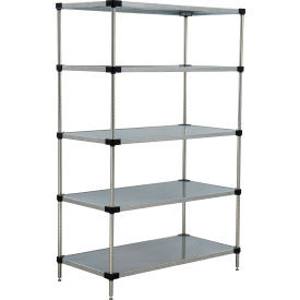 Nexel 5 Shelf, Galvanized Steel Solid Shelving Unit, Starter, 72"W x 18"D x 63"H