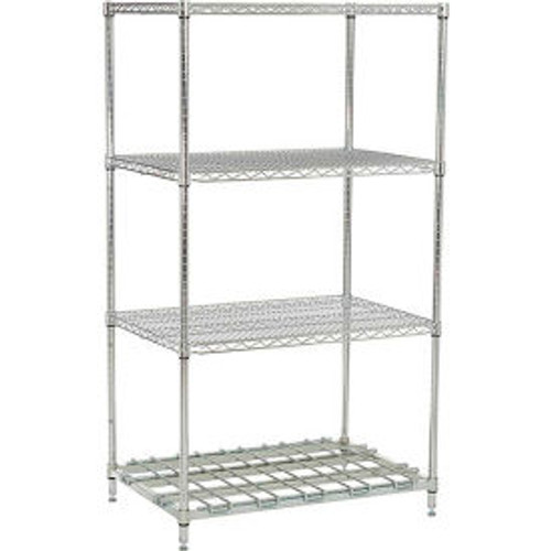 Nexel 4 Shelf, Poly-Z-Brite Standard Wire Shelving Unit, Starter, 60"W x 24"D x 74"H