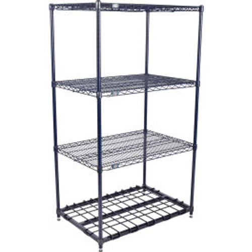 Nexel 4 Shelf, Nexelon Blue Wire Shelving Unit, Starter, 1 HD Shelf, 36"W x 18"D x 63"H