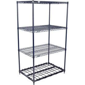 Nexel 4 Shelf, Nexelon Blue Wire Shelving Unit, Starter, 1 HD Shelf, 36"W x 18"D x 63"H