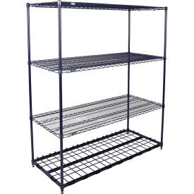 Nexel 4 Shelf, Nexelon Blue Wire Shelving Unit, Starter, 1 HD Shelf, 60"W x 24"D x 74"H