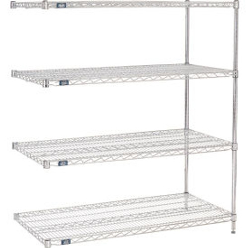 Nexel 4 Shelf, Stainless Steel Wire Shelving Unit, Add On, 24"W x 14"D x 63"H