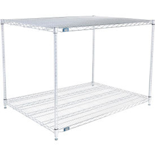Nexel 2 Shelf, Chrome ESD Wire Shelving Unit, Starter, 60"W x 30"D x 34"H