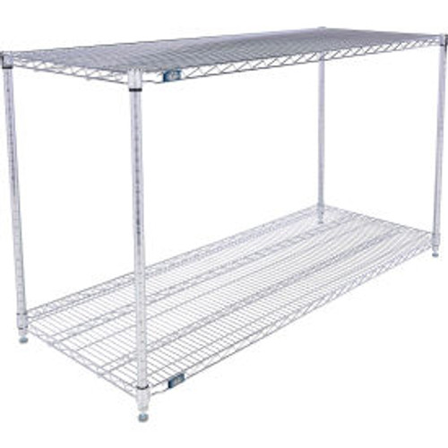 Nexel 2 Shelf, Chrome ESD Wire Shelving Unit, Starter, 60"W x 24"D x 34"H