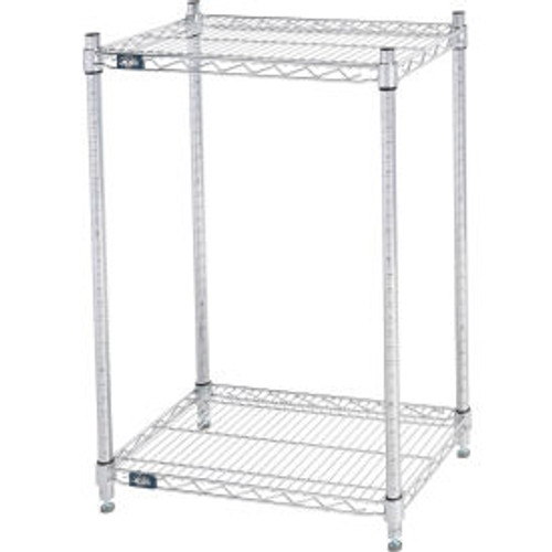 Nexel 2 Shelf, Chrome ESD Wire Shelving Unit, Starter, 24"W x 14"D x 34"H