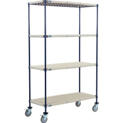Nexel 4 Shelf Truck, Nexelite, 36"W x 24"D x 60"H, Polyurethane Swivel Casters, 2 Brake