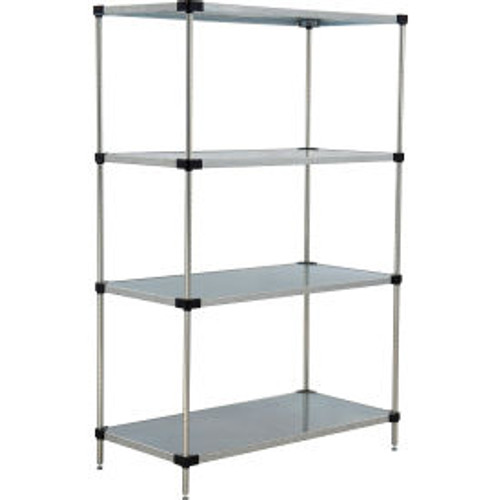 Nexel 4 Shelf, Galvanized Steel Solid Shelving Unit, Starter, 42"W x 18"D x 74"H