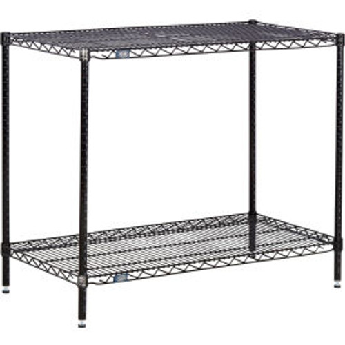 Nexel 2 Shelf, Black Epoxy Wire Shelving Unit, Starter, 48"W x 24"D x 34"H