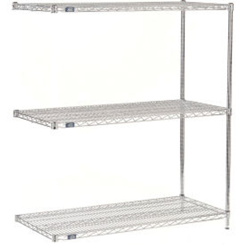 Nexel 3 Shelf, Chrome Wire Shelving Unit, Add On, 72"W x 30"D x 34"H