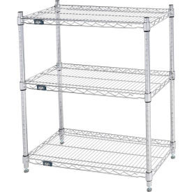 Nexel 3 Shelf, Chrome Wire Shelving Unit, Starter, 30"W x 18"D x 34"H