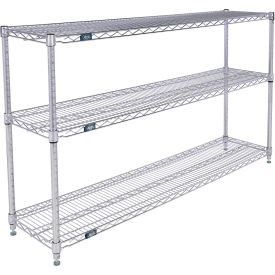 Nexel 3 Shelf, Chrome Wire Shelving Unit, Starter, 60"W x 18"D x 34"H