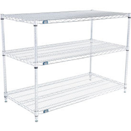Nexel 3 Shelf, Chrome Wire Shelving Unit, Starter, 48"W x 24"D x 34"H