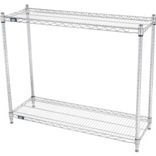 Nexel 2 Shelf, Chrome Wire Shelving Unit, Starter, 42"W x 14"D x 34"H