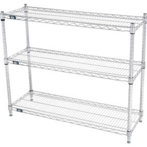 Nexel 3 Shelf, Chrome Wire Shelving Unit, Starter, 42"W x 18"D x 34"H