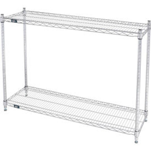 Nexel 2 Shelf, Chrome Wire Shelving Unit, Starter, 48"W x 18"D x 34"H