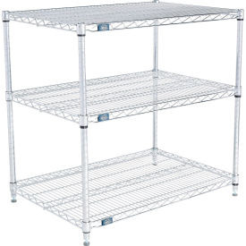 Nexel 3 Shelf, Chrome Wire Shelving Unit, Starter, 36"W x 21"D x 34"H