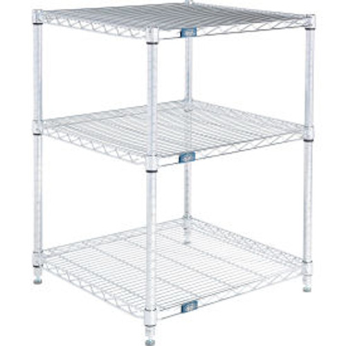 Nexel 3 Shelf, Chrome Wire Shelving Unit, Starter, 24"W x 24"D x 34"H