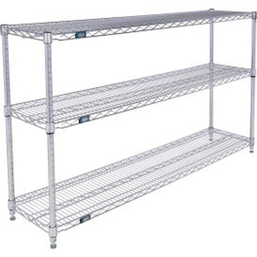 Nexel 3 Shelf, Chrome Wire Shelving Unit, Starter, 60"W x 12"D x 34"H