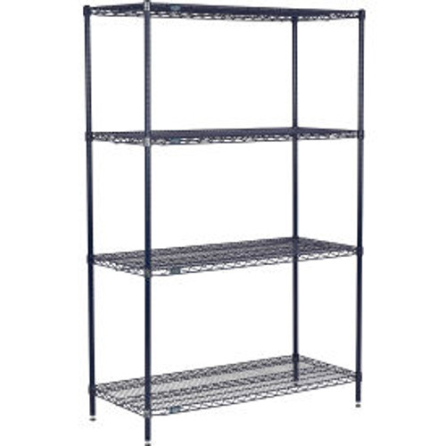 Nexel 4 Shelf, Nexelon Blue Wire Shelving Unit, Starter, 30"W x 14"D x 86"H