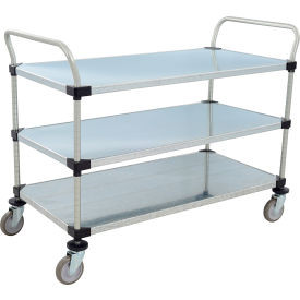 Nexel 3 Shelf, Galvanized Utiltiy Cart, 48"Wx24"Dx39"H, Polyurethane Swivel Casters