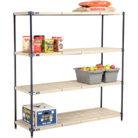 Nexel Nexelite 4 Shelf, Vented Plastic Mat Shelving Unit, Starter, 60"W x 18"D x 63"H