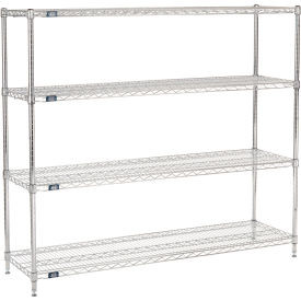Nexel 4 Shelf, Chrome Wire Shelving Unit, Starter, 60"W x 18"D x 54"H