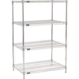 Nexel 4 Shelf, Chrome Wire Shelving Unit, Starter, 42"W x 24"D x 63"H