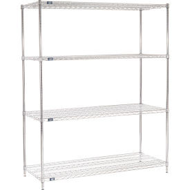 Nexel 4 Shelf, Chrome Wire Shelving Unit, Starter, 60"W x 24"D x 74"H