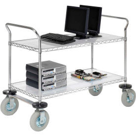 Nexel Chrome Wire Shelf Instrument Cart w/2 Shelves, 1200 Ib. Capacity, 36"L x 24"W x 44"H