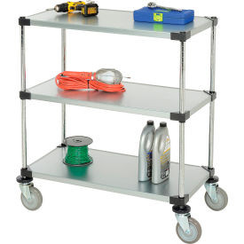 Nexel 3 Shelf Cart, Galvanized, 36"W x 18"D x 39"H, Polyurethane Casters