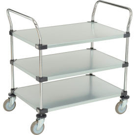 Nexel 3 Shelf, Galvanized Utility Cart, 36"Wx24"Dx39"H, Polyurethane Swivel Casters