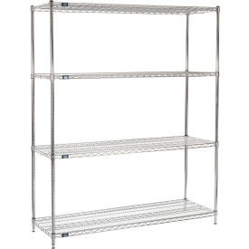 Nexel 4 Shelf, Chrome Wire Shelving Unit, Starter, 60"W x 21"D x 74"H