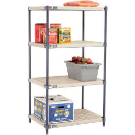 Nexel Nexelite 4 Shelf, Vented Plastic Mat Shelving Unit, Starter, 30"W x 21"D x 54"H
