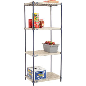 Nexel Nexelite 4 Shelf, Vented Plastic Mat Shelving Unit, Starter, 30"W x 21"D x 74"H