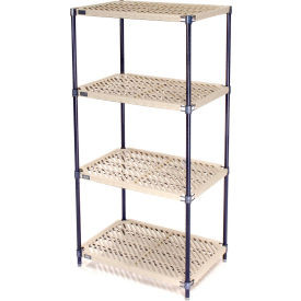 Nexel Nexelite 4 Shelf, Vented Plastic Mat Shelving Unit, Starter, 30"W x 24"D x 63"H